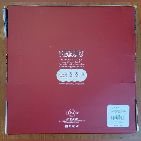 🎄 Lenox Snoopy “Happy Holidays” Accent Plates – Set of 4 – NIB 🎄 - Picture 7 of 11